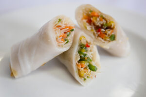 Vietnamese spring rolls attractively plated